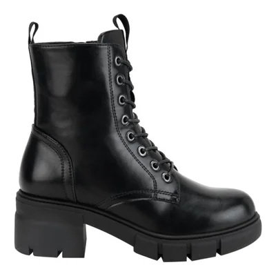 Bota de mujer, tipo militar, con cordones, acabado napa, tacón ancho y bajo, mod. 1314680