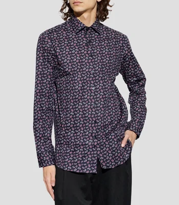 Camisa estampada manga larga Hombre