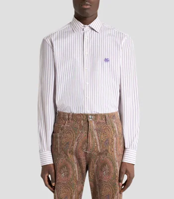 Camisa a rayas manga larga Hombre