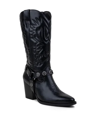 Bota cowboy media pierna para mujer
