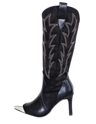 Bota cowboy Abajo de la rodilla KUALI SHOES Western de Gamuza para mujer