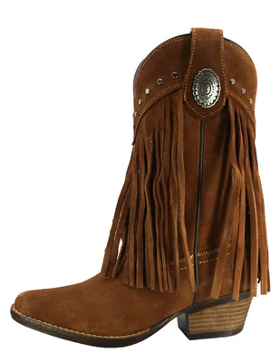 Bota abajo de la rodilla Texaban de piel para mujer