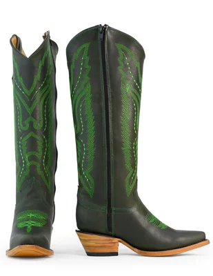Bota cowboy abajo de la rodilla Tacalero de piel para mujer