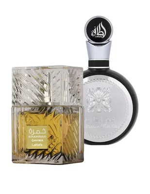 Set eau de parfum Lattafa Khamrah Qahwa y Fakhar para hombre