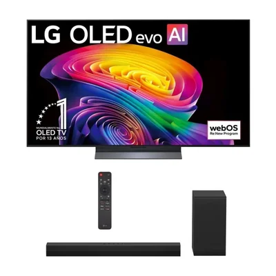 Pantalla Smart TV LG 65 pulgadas OLED evo AI C6 4K webOS 2026 con Barra de Sonido LG S30A 140W 2.1 WOW Orchestra e interfaz WOW