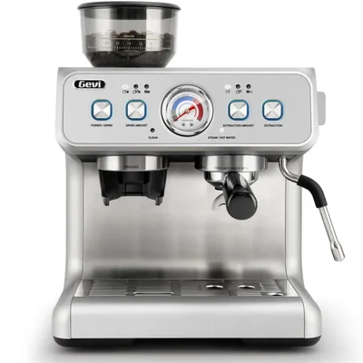 Máquina de Espresso Gevi con Doble Caldera y Molinillo Portafiltro de 58mm