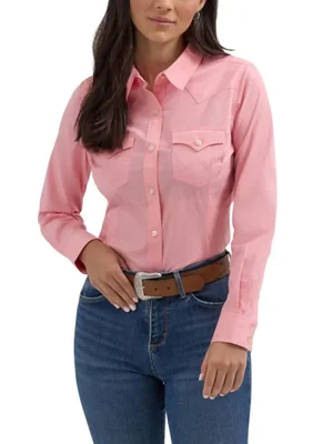 Camisa Wrangler para mujer talla M rosa con botones