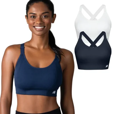 Sujetador deportivo New Balance Pack de 2 unidades blanco/azul marino talla M