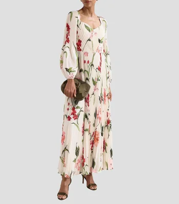 Vestido de fiesta maxi manga larga con estampado Reanna Mujer