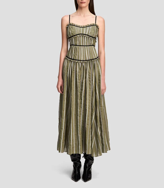 Vestido largo a rayas Mujer
