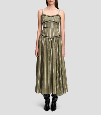 Vestido largo a rayas Mujer