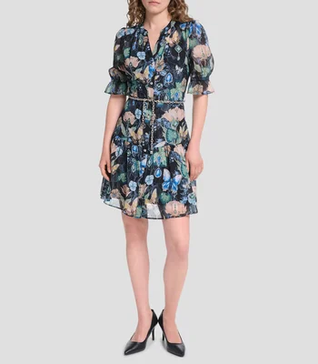 Vestido casual midi manga 3/4 estampado Mujer