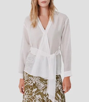 Blusa lisa manga larga Mujer