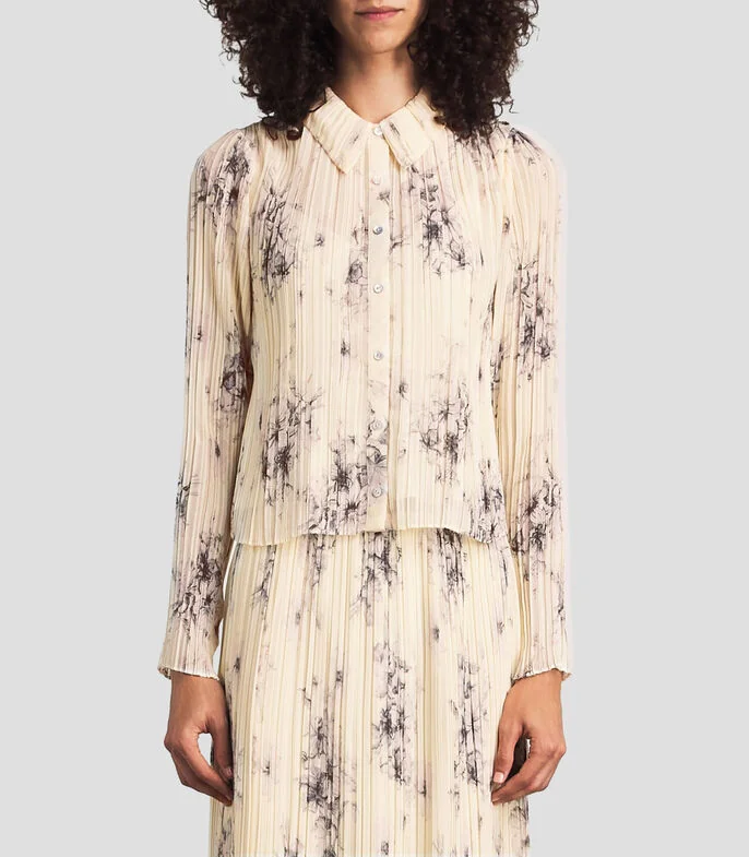 Blusa estampada manga larga Mujer