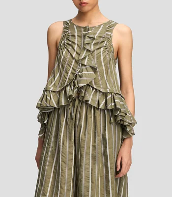 Blusa a rayas sin mangas Mujer