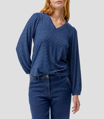 Blusa de rayas manga larga Mujer