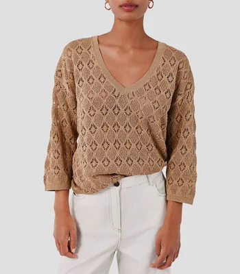 Suéter cuello V Mujer