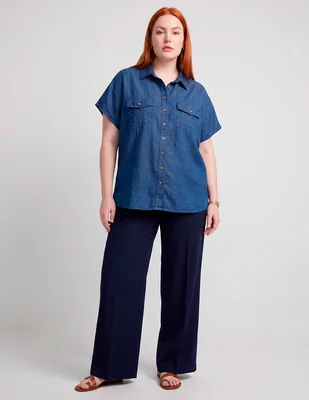 Blusa camisera lieb manga corta para mujer