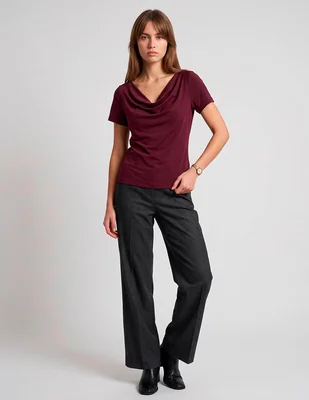 Blusa petite studio manga corta para mujer