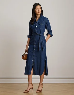 Vestido midi casual lauren ralph lauren para mujer