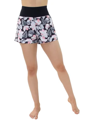 Shorty bikini sunskin estampado floral a la pretina ancha para mujer