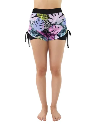 Shorty bikini sunskin estampado floral a la cintura alta para mujer