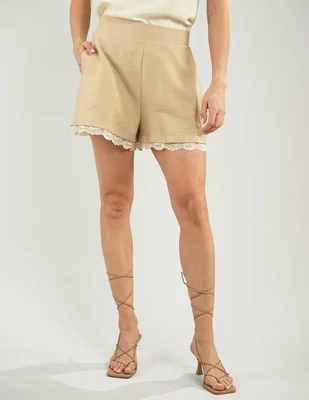 Short parallel de rayón y poliéster para mujer