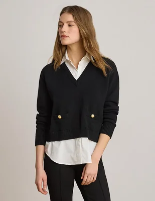 Suéter Lauren Ralph Lauren cuello V para mujer
