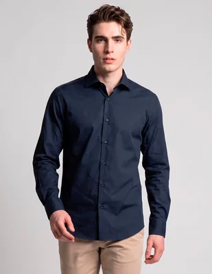 Camisa business casual puroego manga larga para hombre