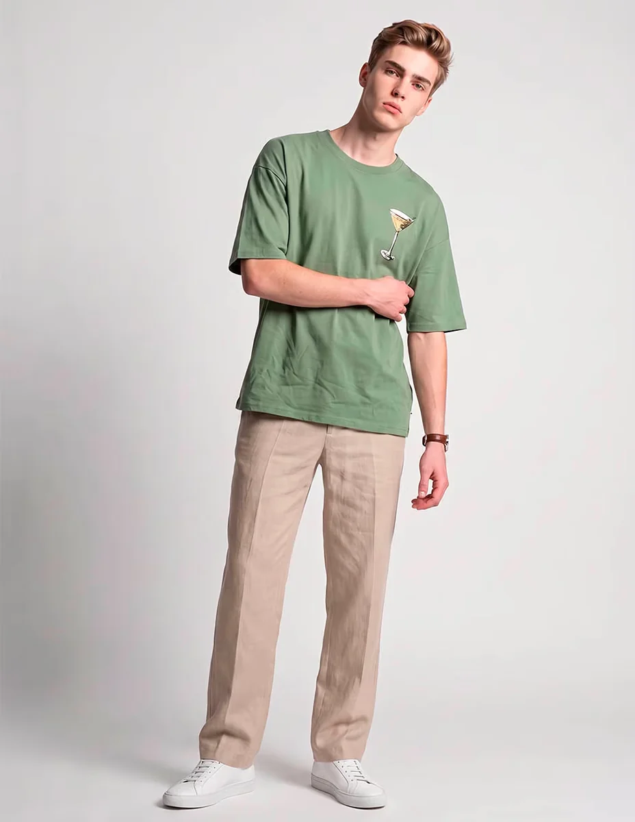 Playera tee bar cuello redondo para hombre