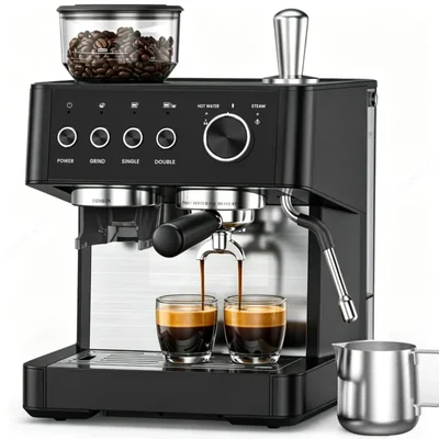 Máquina de espresso Electactic 20 bar negra con molinillo