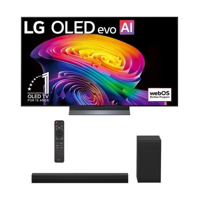 Pantalla Smart TV LG 65 pulgadas OLED evo AI C6 4K webOS 2026 con Barra de Sonido LG S40T 300W 2.1 canales AI Sound Pro