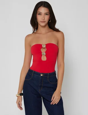Body studio f cuello con escote escote corazón para mujer