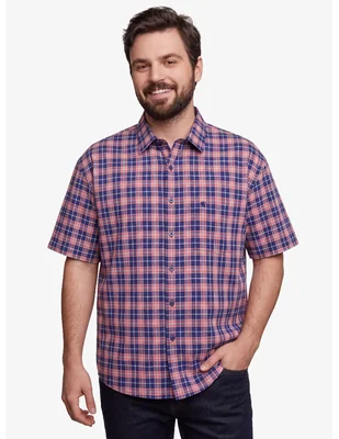 Camisa casual manchester de algodón manga corta para hombre