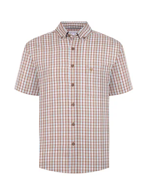 Camisa casual manchester de algodón manga corta para hombre