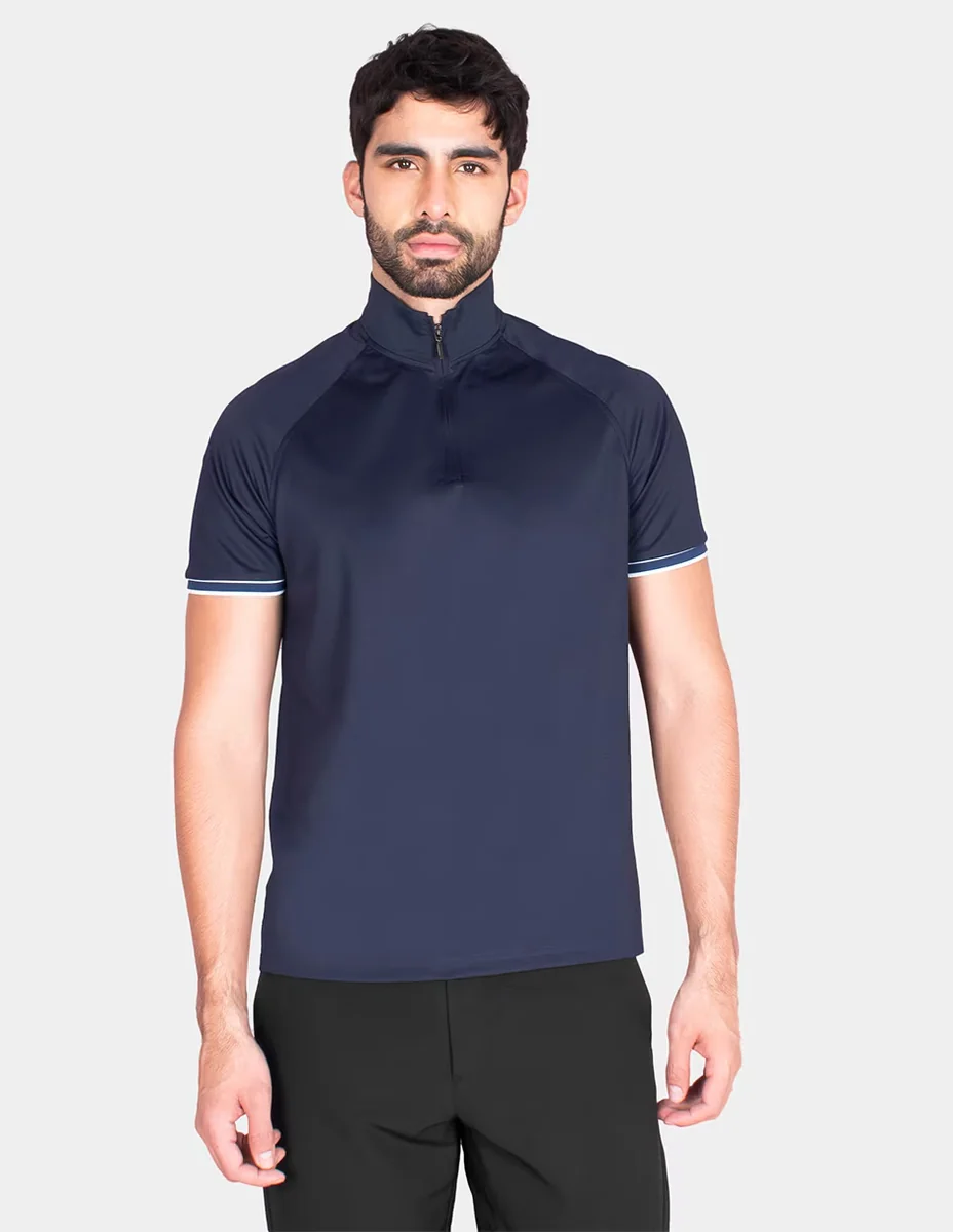 Playera generra cuello con cierre para hombre
