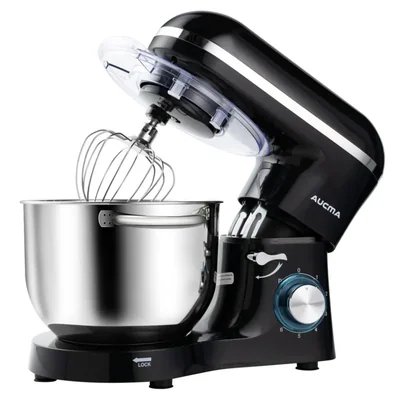 Batidora de pie Aucma 65 L 660 W 6 velocidades con gancho para amasar color negro