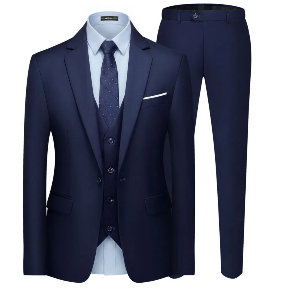 Traje MAGE MALE para hombre 3 piezas corte entallado azul marino