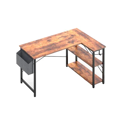 Ilios Innova Escritorio para computadora con estantería de 3 Niveles y Bolsa de Almacenamiento Lateral estación de Trabajo Minimalista Estación de trabajo Home Office
