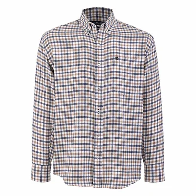 Camisa Casual Relaxed Fit de Franela Invernal Cuadros Azul Cavalatti Manga Larga para Hombre