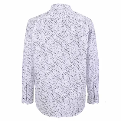 Camisa Casual Relaxed Fit Blanco con Print Cavalatti Manga Larga para Hombre