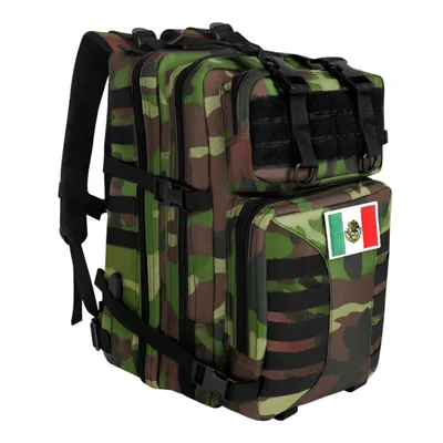 Mochila Exteriores Camping Impermeable Color y Diseño Camuflaje Verde Militar | Rayas