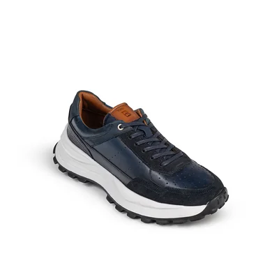Tenis Casual en Piel Brantano Azul para Hombre