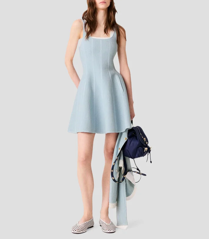 Vestido corto calado sólido Mujer