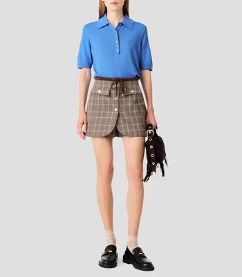Skort corto de corte recto con cuadros Mujer