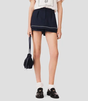 Skort liso con ribete Mujer
