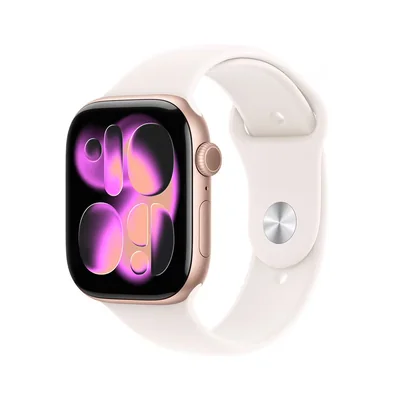 Apple Watch Series 11 (GPS + Celular) 46mm Aluminio Oro Rosa + Correa Deportiva Rubor Claro - Talla S/M