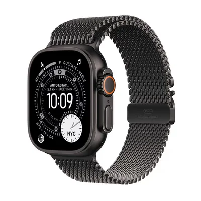 Apple Watch Ultra 3 (GPS + Celular) 49mm Titanio Negro + Correa Milanese Negro - Talla M