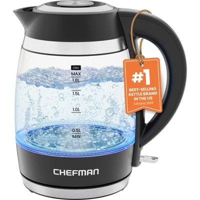 Chefman Hervidor Eléctrico Para Agua Hirviendo 1.8l 1500w Agua Caliente En 3 Minutos Luces Led Apagado Automático Protecció