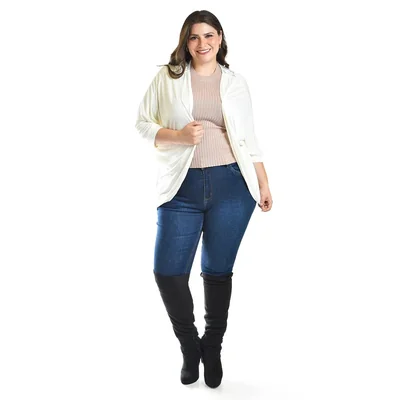 Cardigan Con Detalle De Encanje Roman Fashion /tallas Extras, 1434 (blanco) Blanco